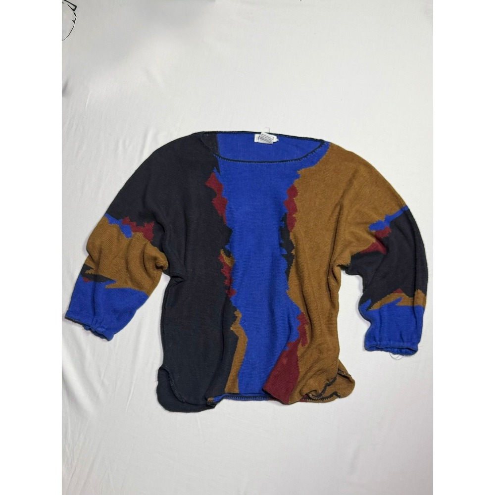 90s Vintage Segue Abstract Knit Sweater Grandpacore Geometric Colorblock Sweater